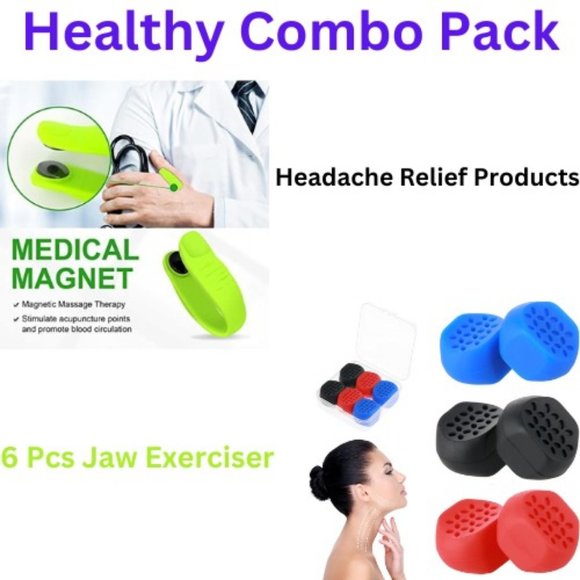 Headache Relief Products &  6 Pcs Jaw Exerciser - Picture 1 of 14